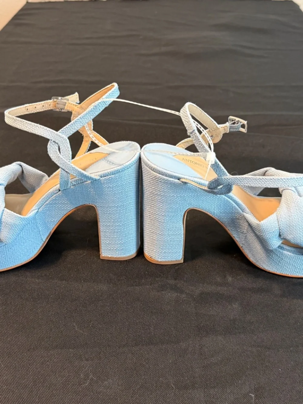 Antonio Melani Mya Linen light Blue Braided Platform Dress Sandals. -Light Baby